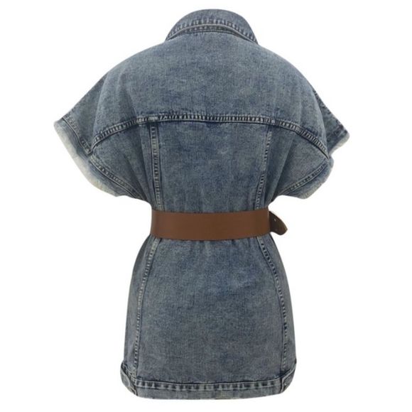 ⚜️Women's Fashion Street Ripped Mid-length Distressed Solid Loose Denim Jacket⚜️ - Picture 2 of 4